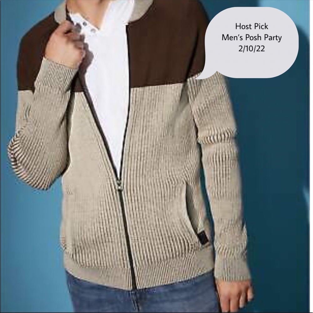 🎊Host Pick🎊 GUESS Men's Ezra Color-Block Bomber Sweater